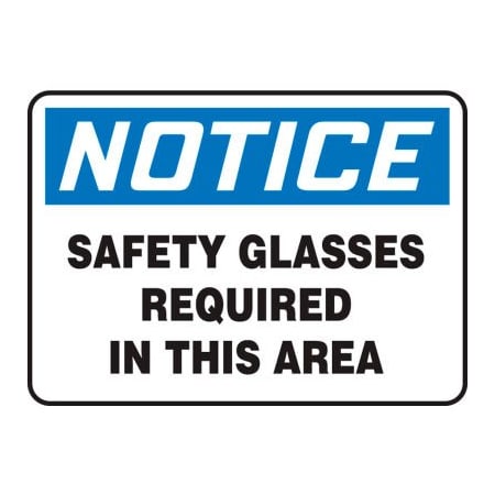 Accuform Accuform Notice Sign, Safety Glasses Required In This Area, 14inW x 10inH, Adhesive Vinyl MPPA801VS